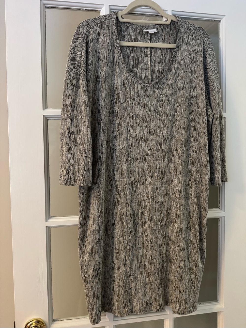 J.Jill Pure Jill Marled Gray V-neck Shift Dress